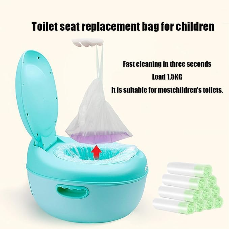 WEZCHUGHAOL 150PCS Toilet Seat Cleaning Bag, Travel Potty Liners, Portable Universal Potty Trainer Linersdisposable Traning Toilet Seat Bin Bags with Drawstring (16.5" X 9.45"Inch) image number 2