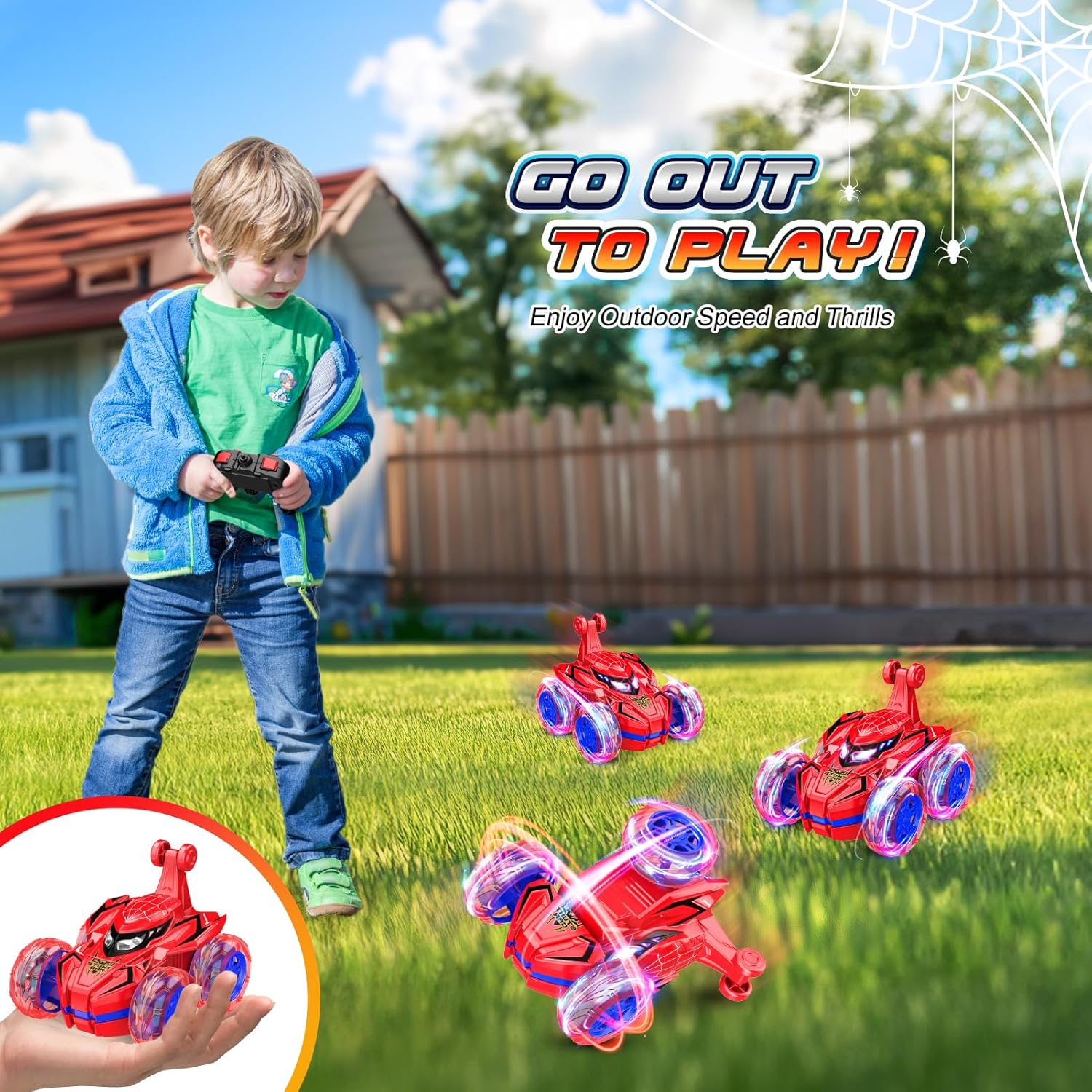 Spider Remote Control Car for Kids, Vingtank Stunt Car Boys Toys Age 3-9 RC Car for Kids 3 4 5 6 7 8 9 Year Old Christmas Birthday Gifts for Boys 3-5 Years Old Girls image number 1