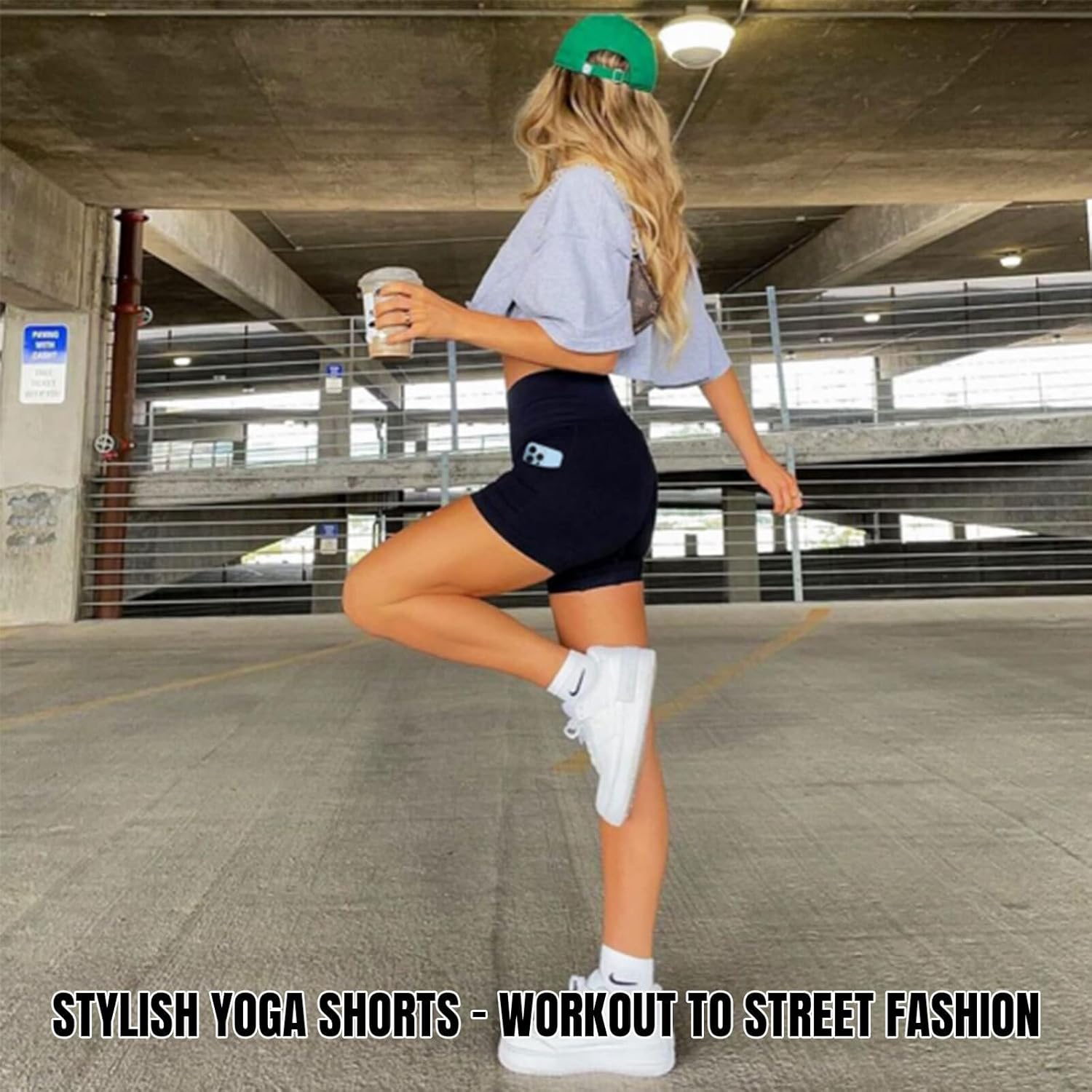 Lyvixora High Waisted Yoga Shorts for Women - Soft & Stretchy Gym Shorts, Running & Cycling, Workout Activewear with Pockets Black (XXL) - Black image number 3