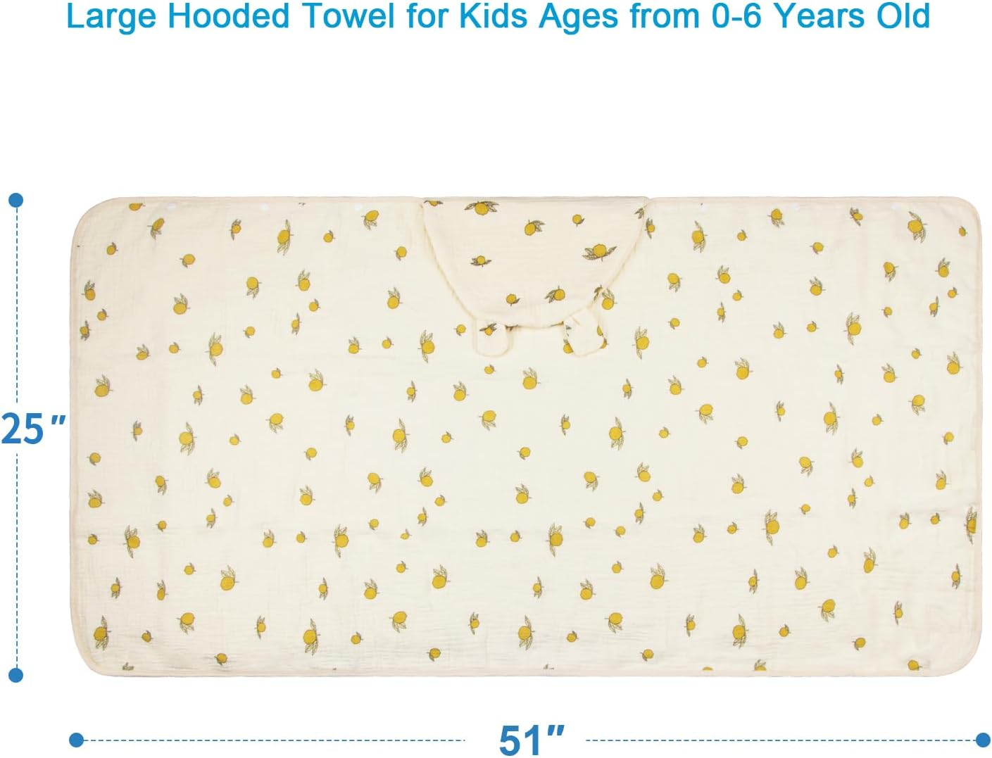 Hooded Towel Muslin Hooded Towel Made from Organic Cotton 6-Layer Cotton Bath Towel, Soft Bath Towels for Toddler Baby, Toddler Towels with Hood,1-5 Years Old Kids image number 3