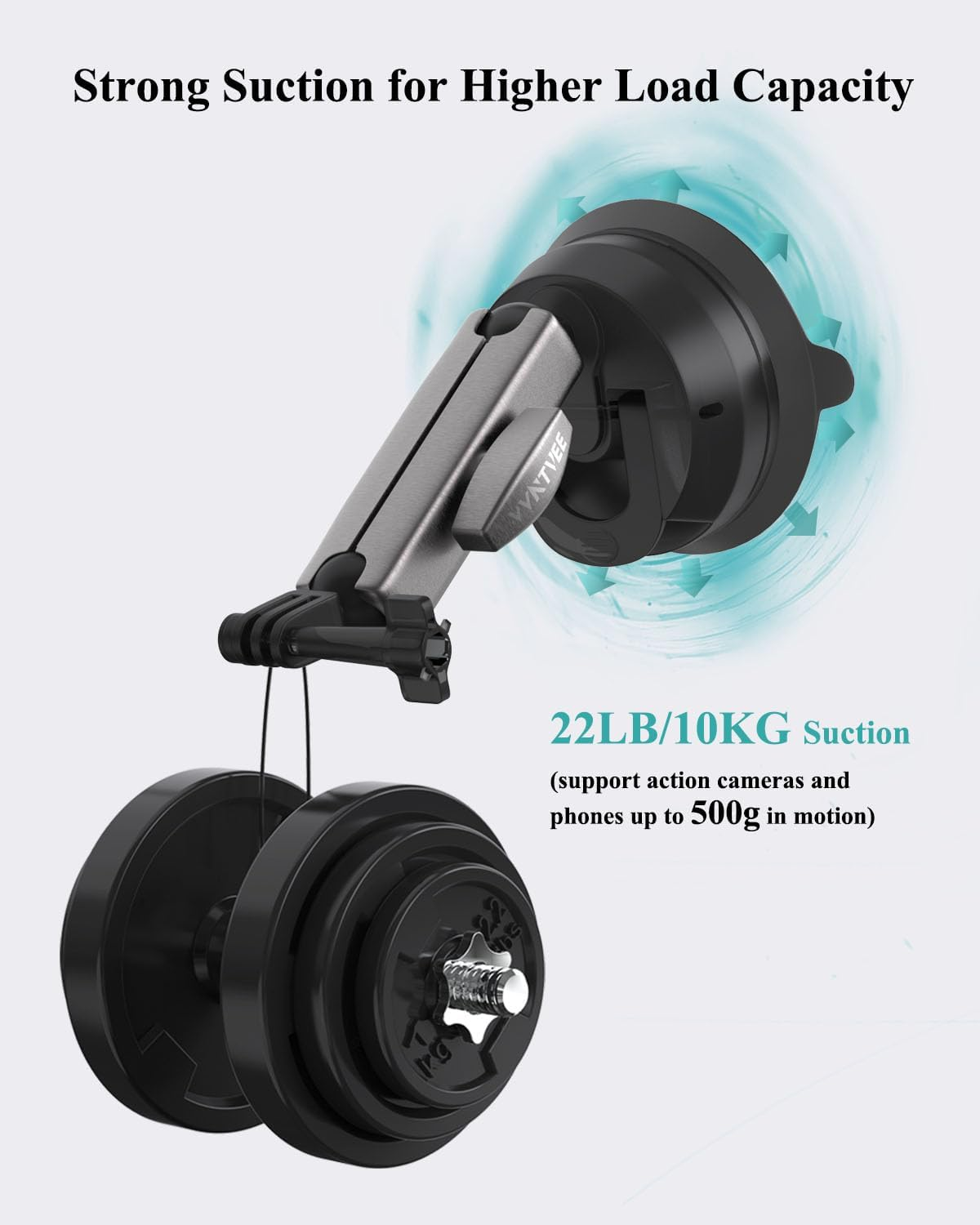 VVNTVEE Car Camera Mount for Go Pro,Metal Suction Cup Mount for Phone/Action Camera Hero 13 12 Pocket 3 Action 5 Pro Action 4 3 X4 X3 with 360&deg; Adjusted Ball-Head Magic Arm image number 4