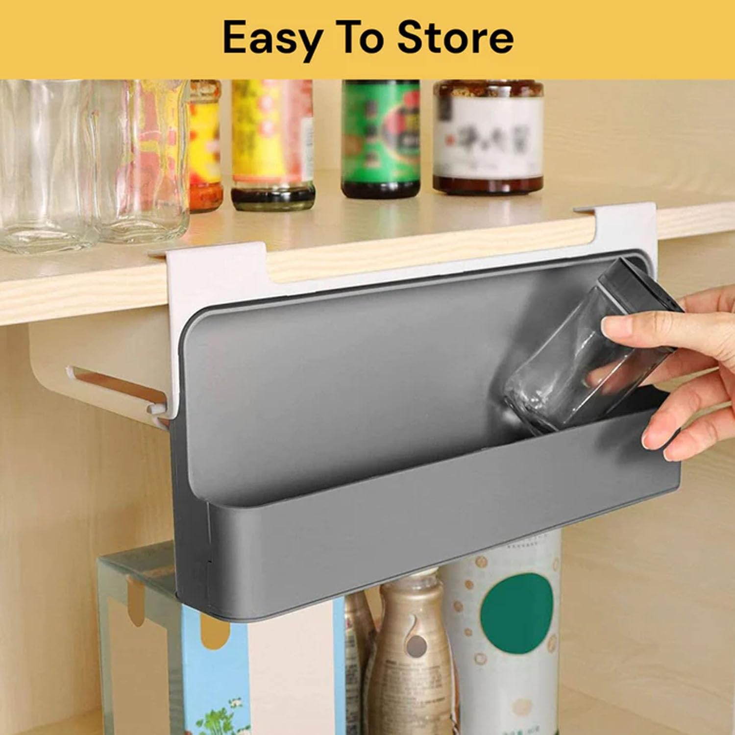 EZONEDEAL Under-Shelf Spice Organizer Rack Pace Saving Spice Storage Solution for Kitchen Cabinets and Pantries - Compact Spice Storage and Organizer for Your Spice Jars-Black image number 1