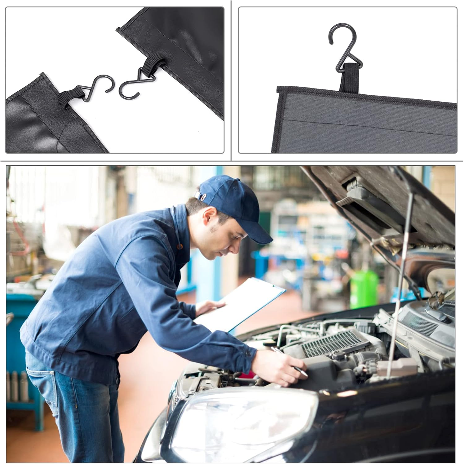 JECOMPRIS 1 Set Protective Pad Automotive Mechanic Work Mat Magnetic Car Repair Pad Magnetic Car - Proof Mat Car Body Mat Magnetic Car - Proof Cover Cars Mechanic Mat for Car Leather Black image number 2