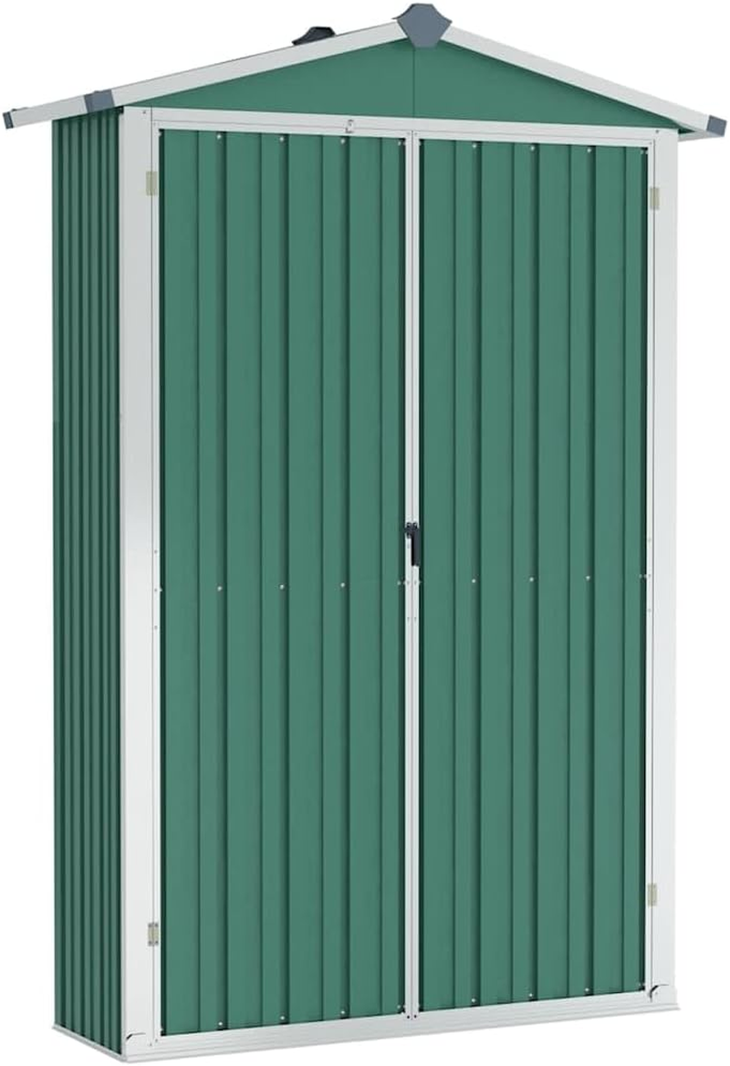 Vidaxl Spacious Weather-Resistant Garden Tool Shed - 116 X 45 X 175 Cm - Galvanised Steel - Grey Color - Vented Low Maintenance Outdoor Storage Solution