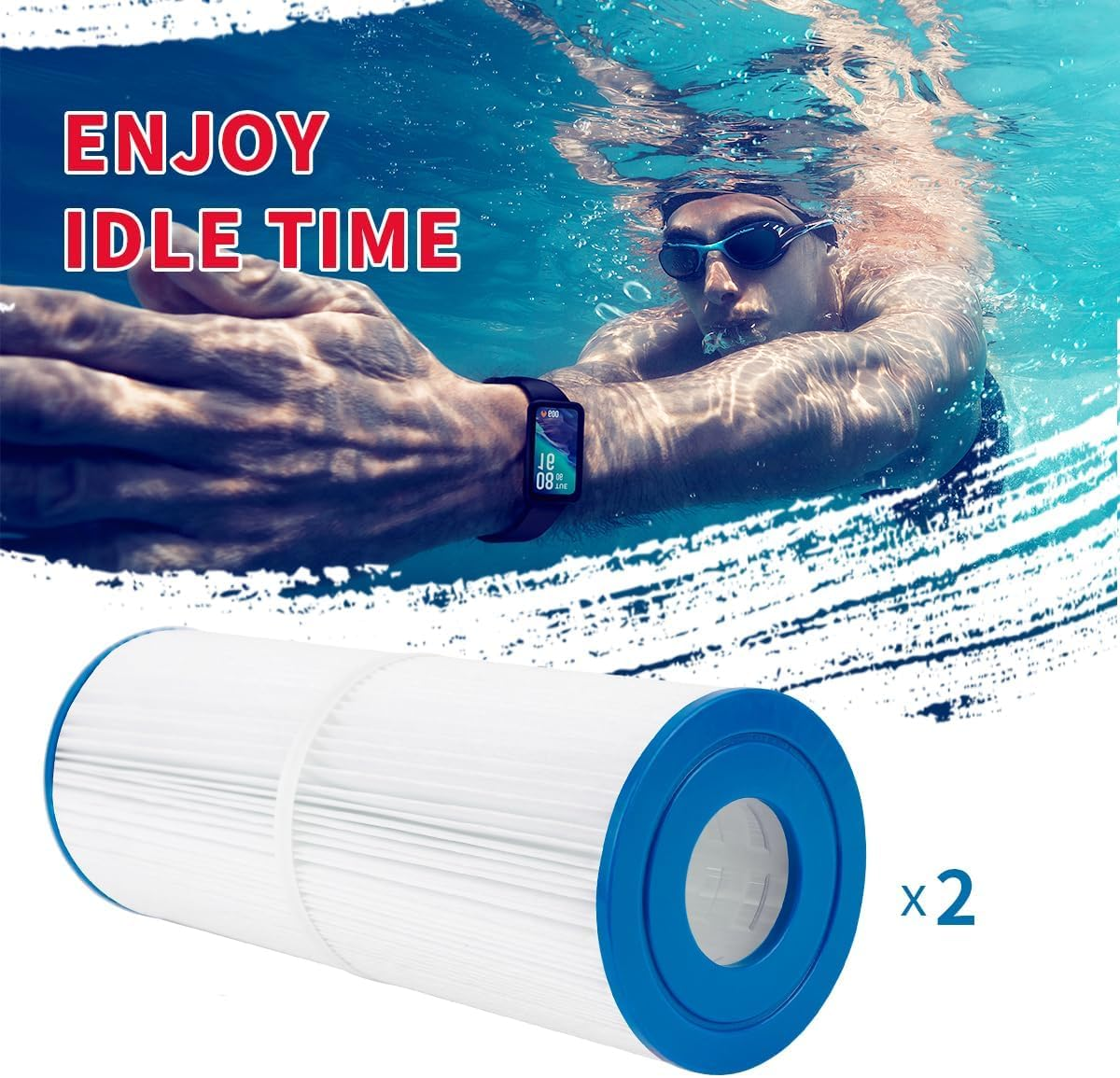 Wuyan 2Pcs Replacement Spa Filter Compatible with Pleatco PRB50-IN,373045, 03FIL1600,C-4950,J210/J220/J235/ J245/J275,5X13 Hot Tub Filter image number 2