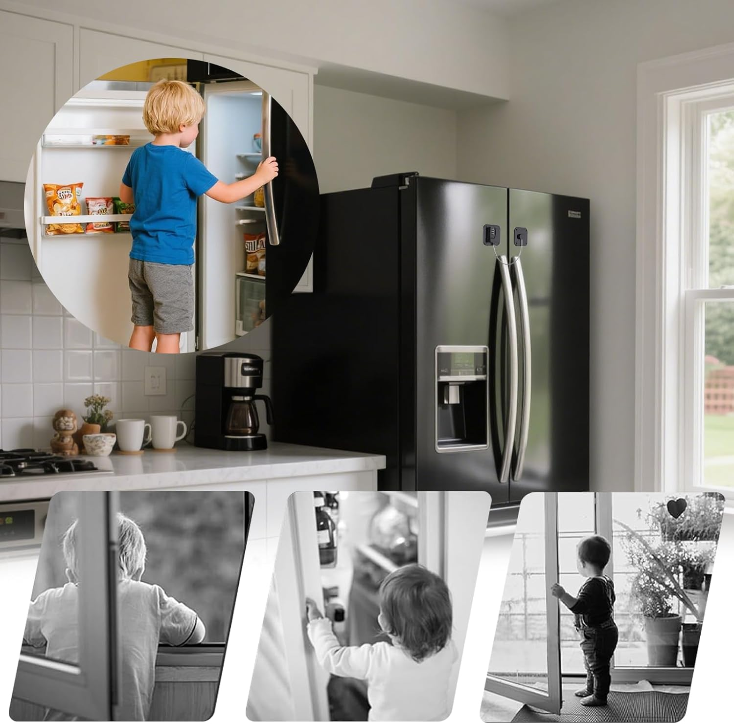 Cupboard Lock, Password Lock for Refrigerator Cabinets and Drawers, Easy Install, No Keys Needed (Black-1Pack) image number 4