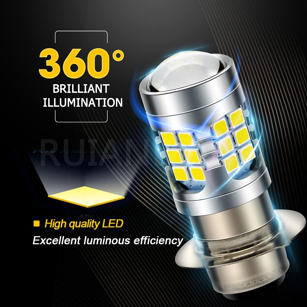 Ruiandsion H6M Light Bulb DC 6V P15D-25-1 Super Bright 2835 30SMD Chips P15D Motorcycle Light Bulb with High Low Beam,White image number 4