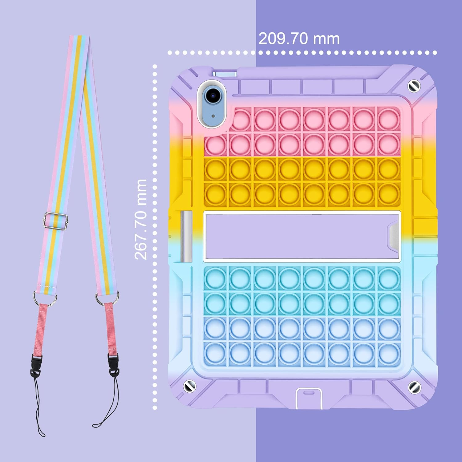 Herize Ipad 10/11Th(A16) Generation 10.9 Inch Case Cover 2022/2025 with Pencil Holder&Shoulder Strap, Ipad 10Th Gen A2757/A2777 Heavy Duty Shockproof Protective Case with Kickstand for Kids Girls Boys - Colorful Purple image number 4