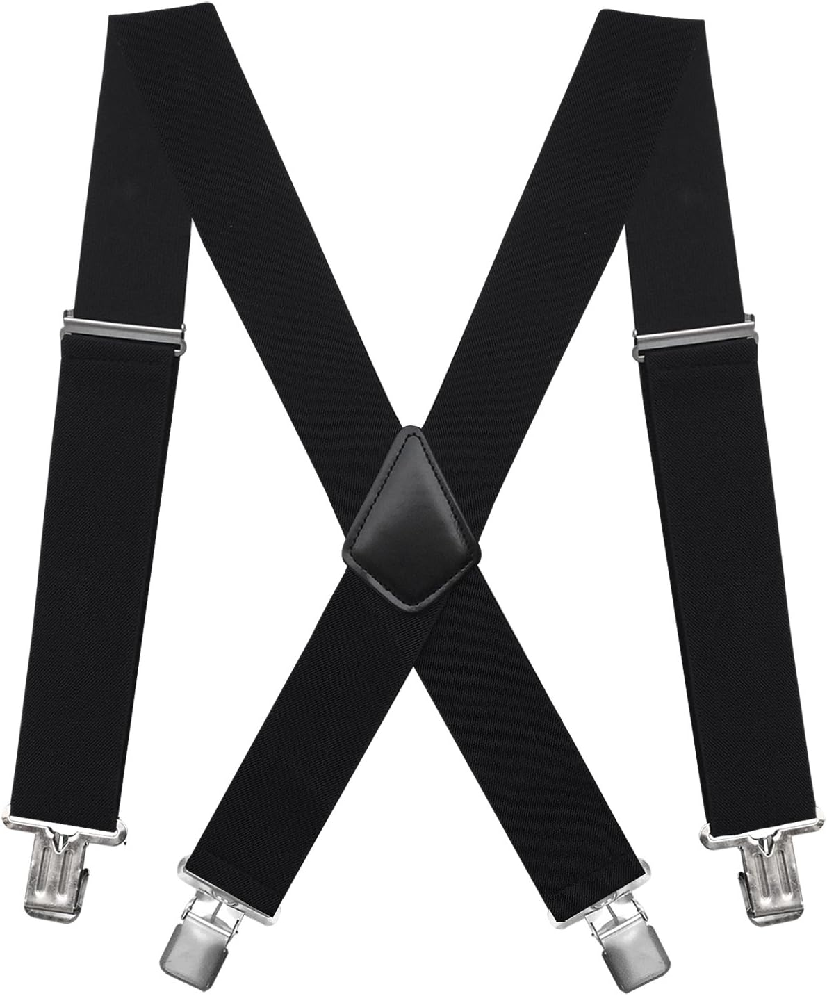 Fasker Mens Suspenders Y-Back 2" Wide Adjustable Braces Solid Straight Clip Suspenders