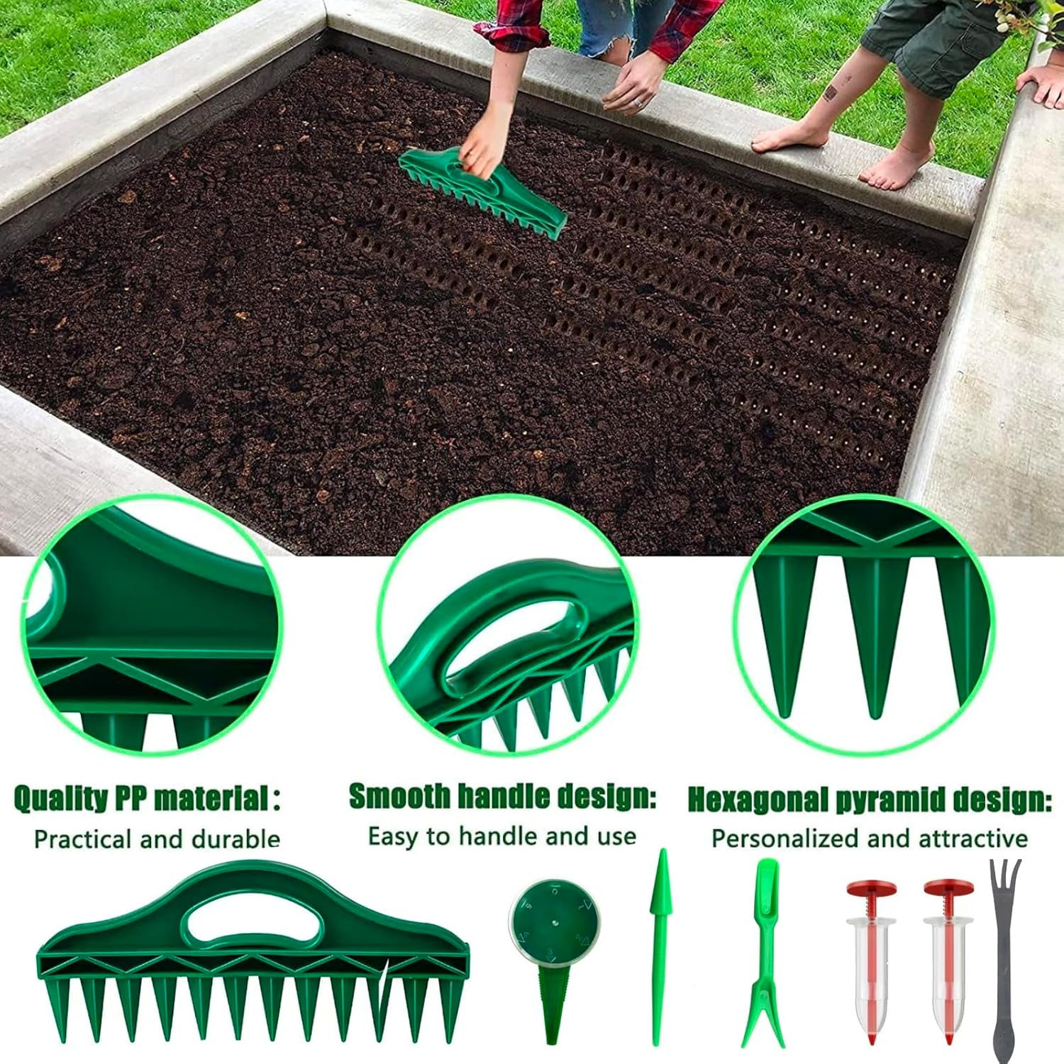 Garden Seed Planting Tool Set, 8-Piece Kit with Seed Spreader and Planting Accessories, Green image number 3