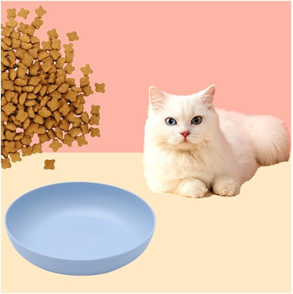 8-Piece Whiskers Tired Cat Bowl - Shallow Food Dish, Wide Wet Feeding Bowl, PET Board for Kittens and Short-Legged Cats, Wheat Straw, Water Dish for Legged Cats and Dogs image number 1