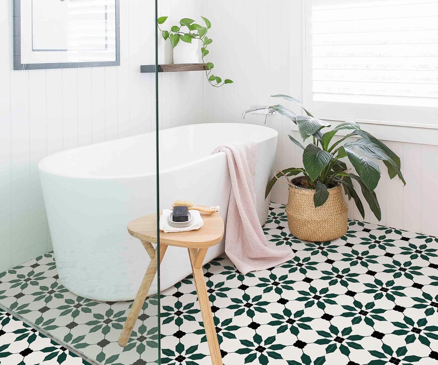 MORCART Peel and Stick Floor Tiles, Waterproof Removable Stick-On Floor Tiles, Self-Adhesive Vinyl Flooring for Bathroom, Kitchen, Entryway, Easy Home DIY (20X20Cm, 10 Sheets, Charcoal)