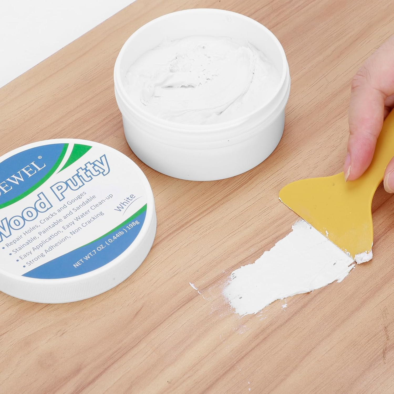 DEWEL Wood Putty, White Wood Filler, New Upgrade Putty Filler Paintable, Stainable, Sandable, Furniture Repair Kit Quickly Restore Hole, Floor, Door image number 4