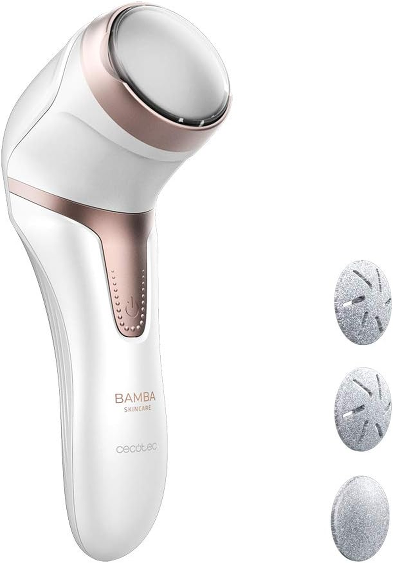Cecotec Bamba Skincare Electric Foot File, Rechargeable Lithium Battery, Running Time 100 Minutes, Suction and Tank Function, 2 Modes, Includes 3 Discs with Different Grammages