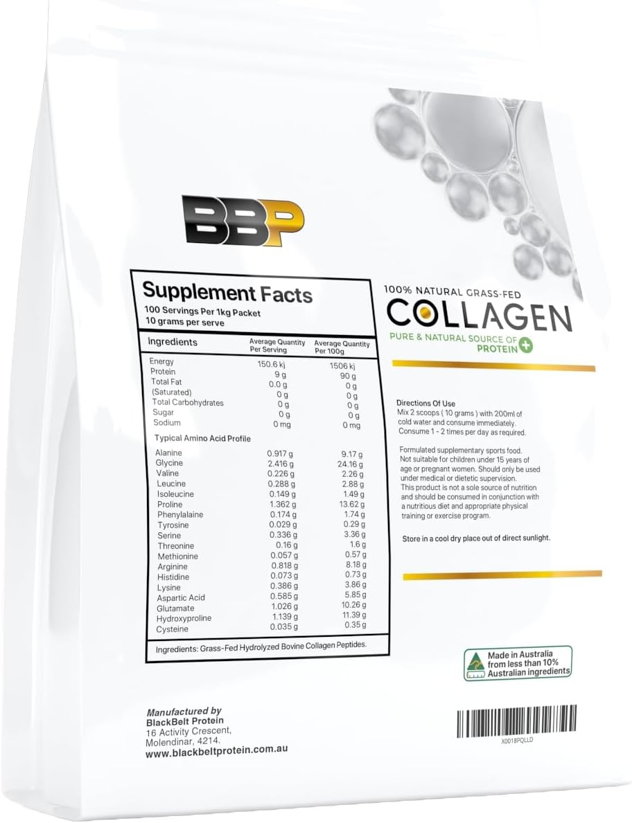 100% Natural Grass-Fed Collagen 1KG | Pure Protein Powder for Healthy Skin, Hair, Nails, Post-Exercise Recovery, and Joint Support | No Added Preservatives