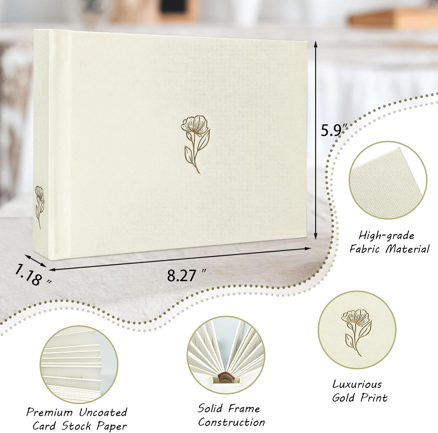 Instax Mini Photo Album Hardcover with 52 Pockets - Extra Wide Writing Space for Fujifilm, Polaroid, HP Sprocket & KPOP Photo Cards, Kuword Premium Acid-Free Photo Book Gift (Beige) - Burgundy image number 6