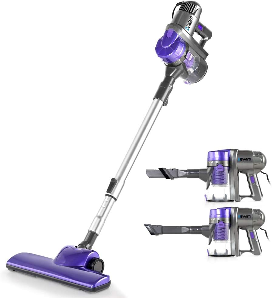 Devanti Stick Vacuum Cleaner, Corded Handheld Bagless Vacuum with Strong Suction, Ultra-Light Compact Design for Home, Car & Stairs &ndash; Red