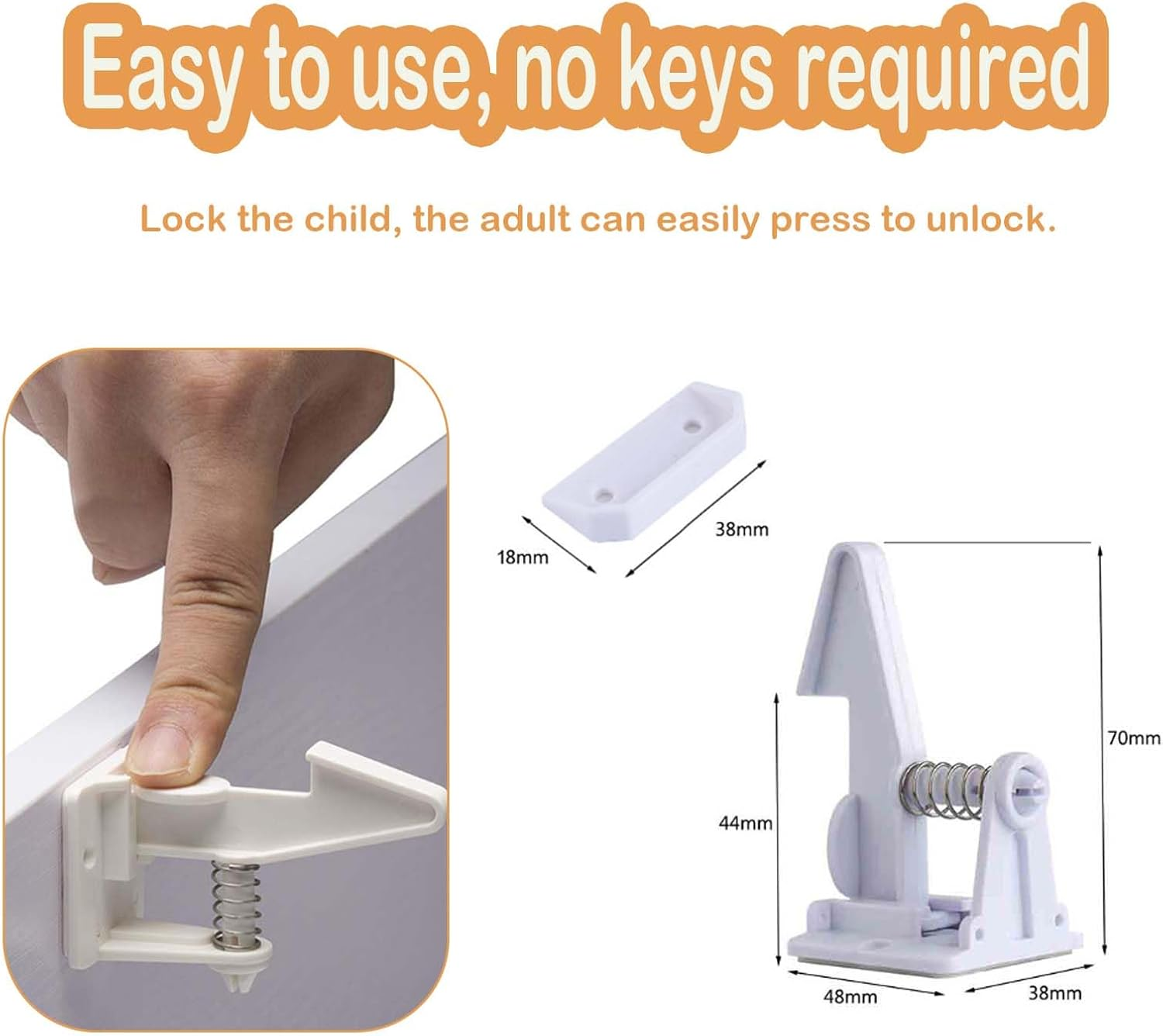 Child Safety Drawer Locks 8 Pack - Baby Proof Cabinet Latches with Heavy Duty Adhesive, No Drill Installation & Tool-Free Setup for Australian Homes image number 2