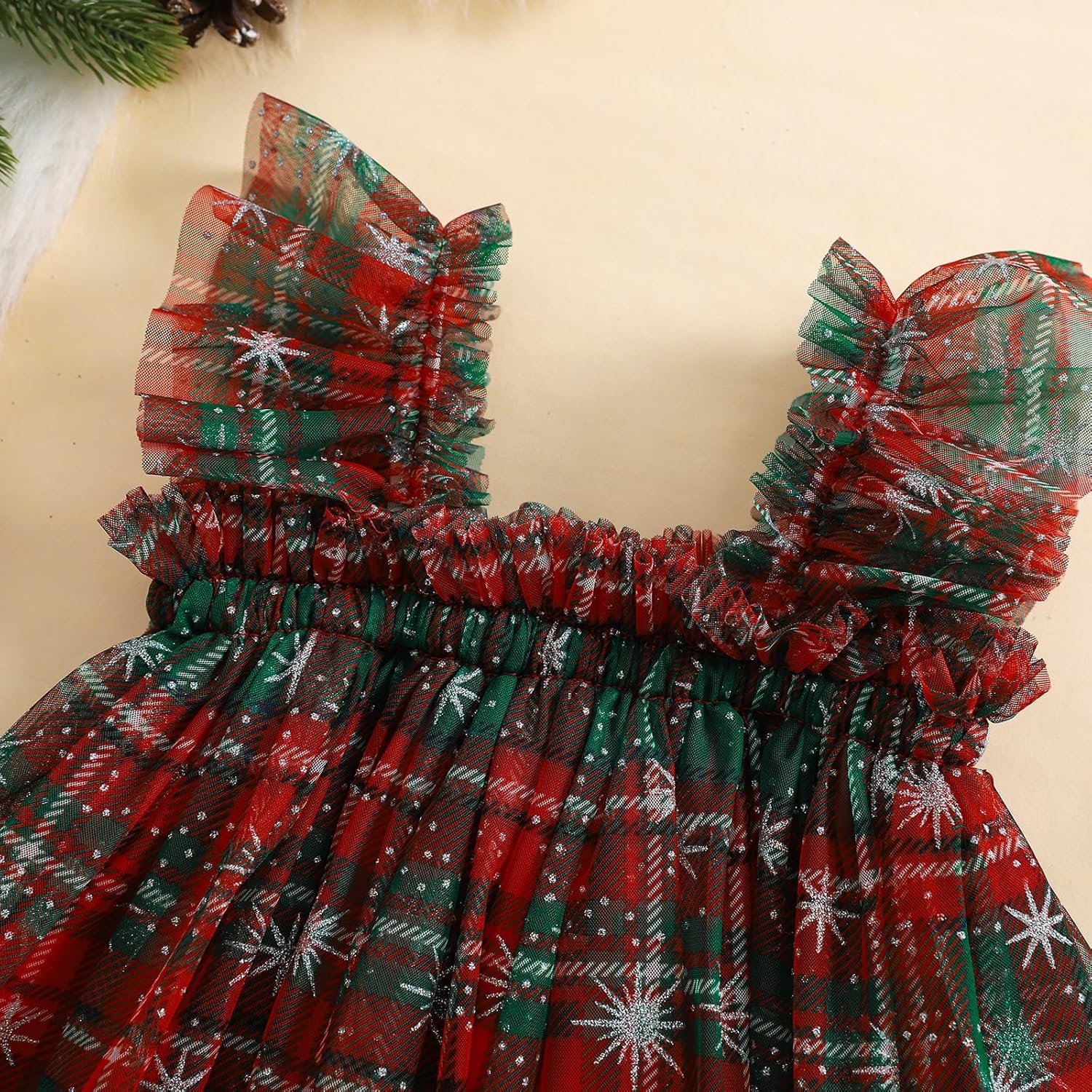 Toddler Christmas Tutu Dress Baby Girl Sleeveless Layered Tulle Dress Little Girl Princess Dresses Christmas Outfit image number 5