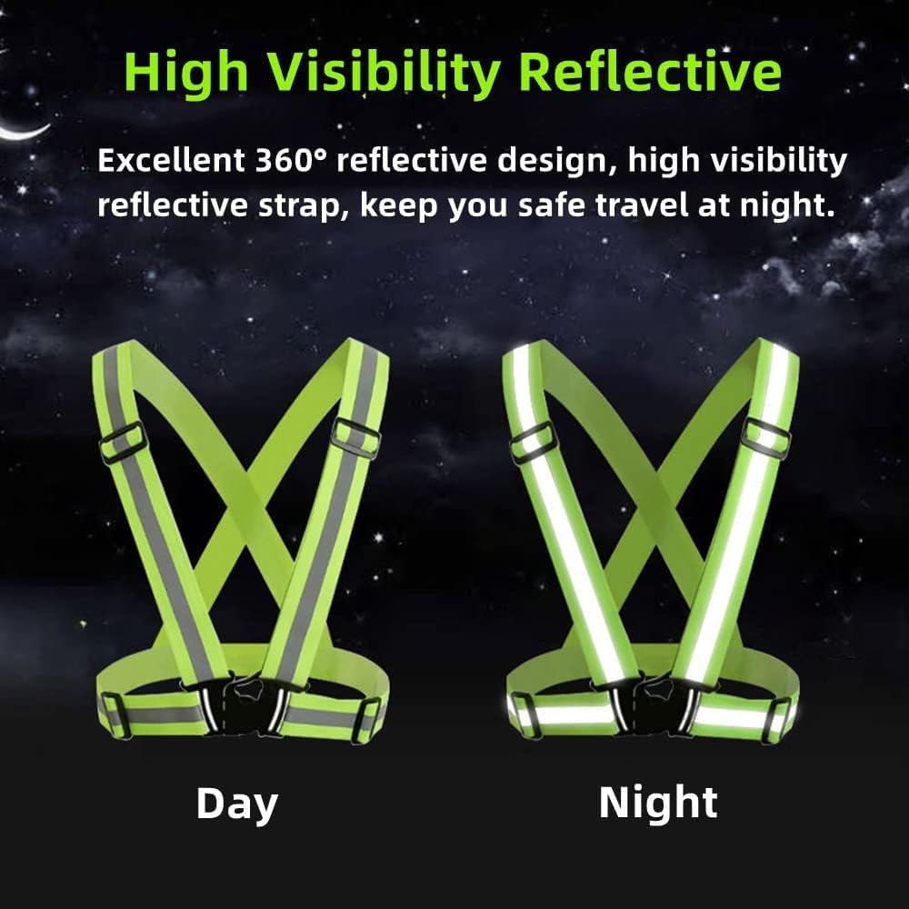 Reflective Running Vest 2 Pack, High Visibility Reflective Running Gear Night Cycling Walking Safety Vest Straps for Men Women image number 1