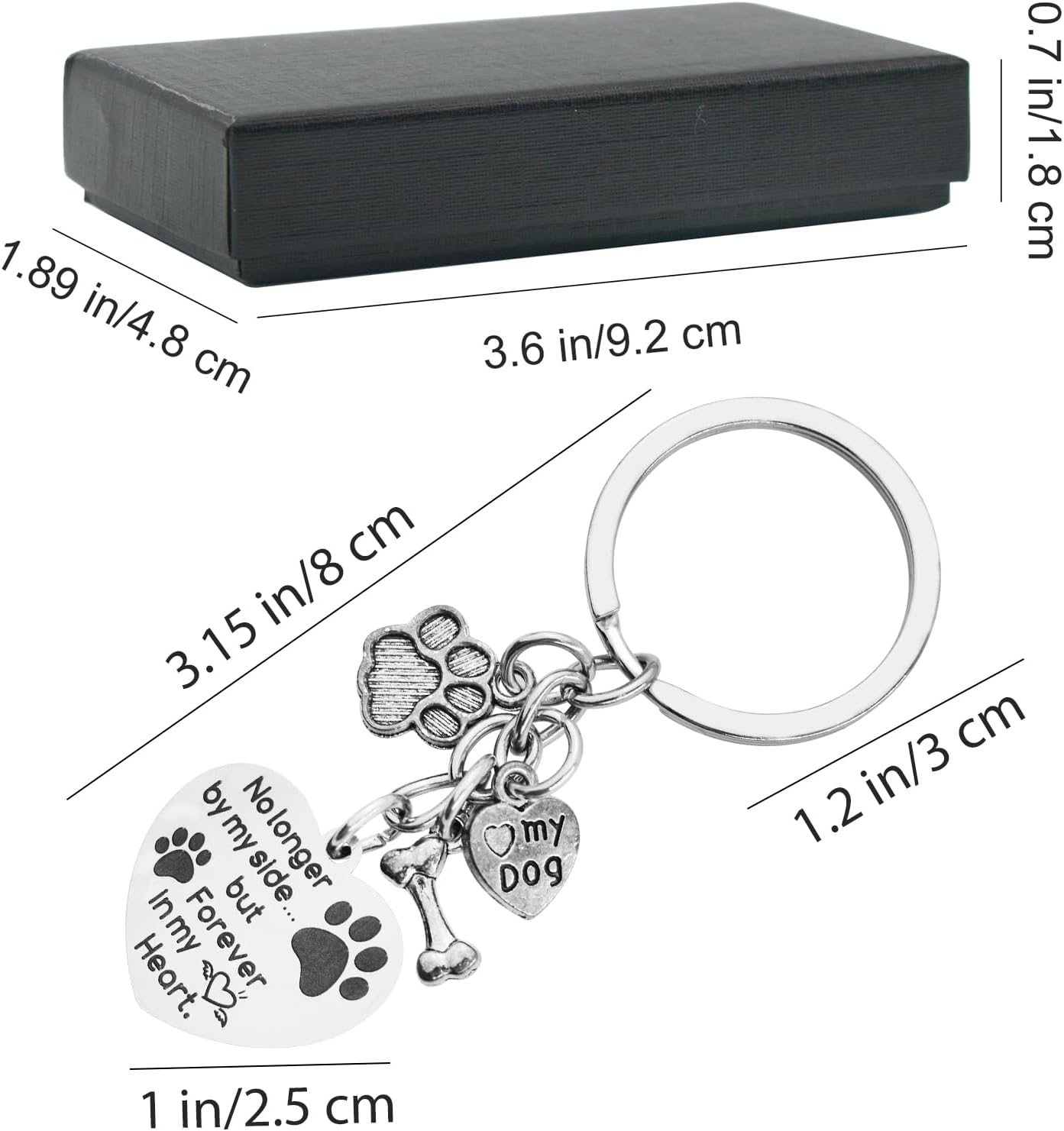 Enkrio Dog Memorial Keychain Pet Memorial Gifts No Longer by My Side Forever in My Heart Paw Print Loss of Dog Sympathy Keyring Pet Remembrance Gift image number 6