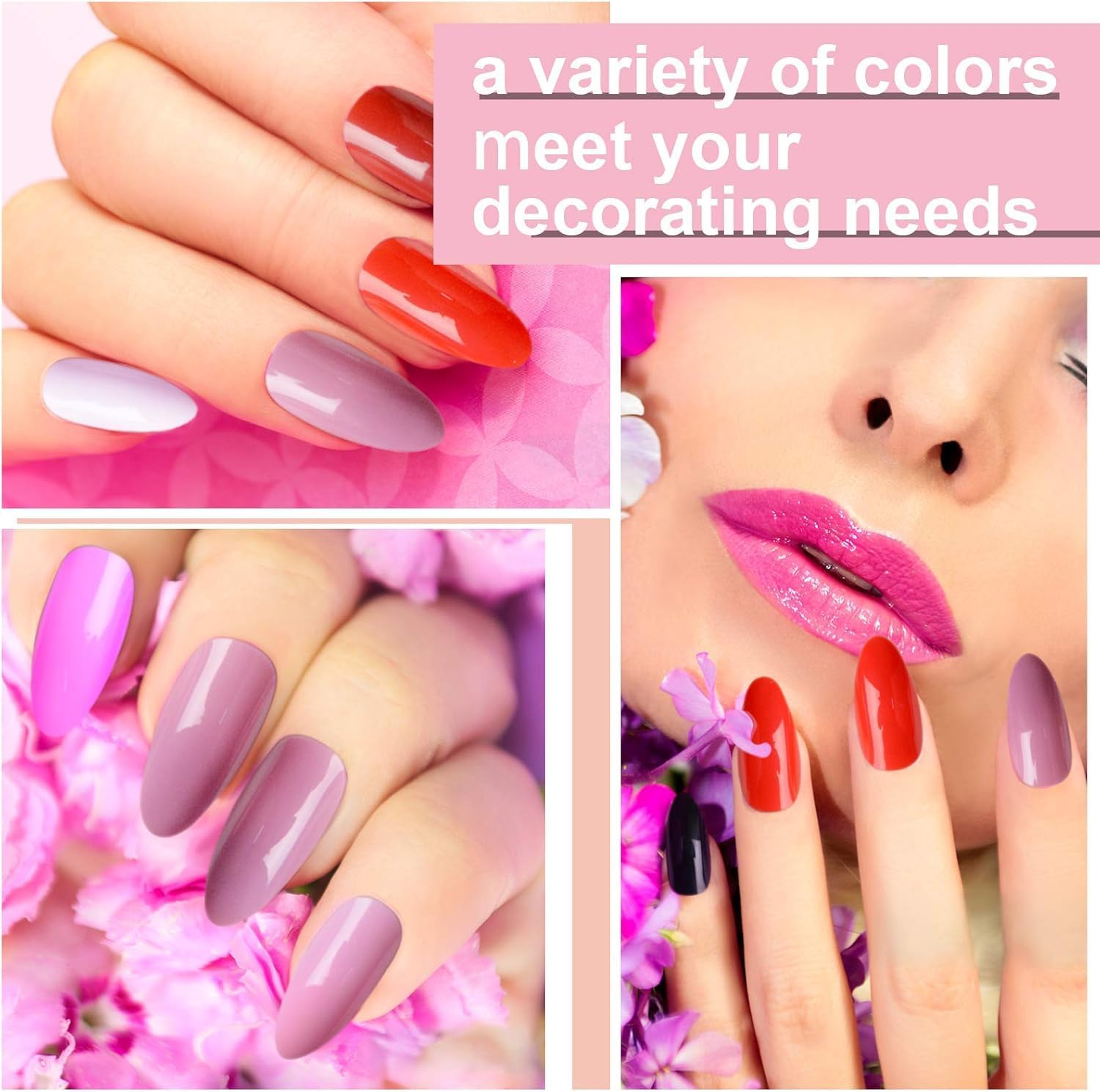 720PCS Short Glossy Stiletto Fake Nails, EBANKU 30 Colors Full Cover False Nails Almond Acrylic Artificial Nail with Nail File for Woman Nail Art DIY Decoration at Home Salon(Glues Not Included) image number 4