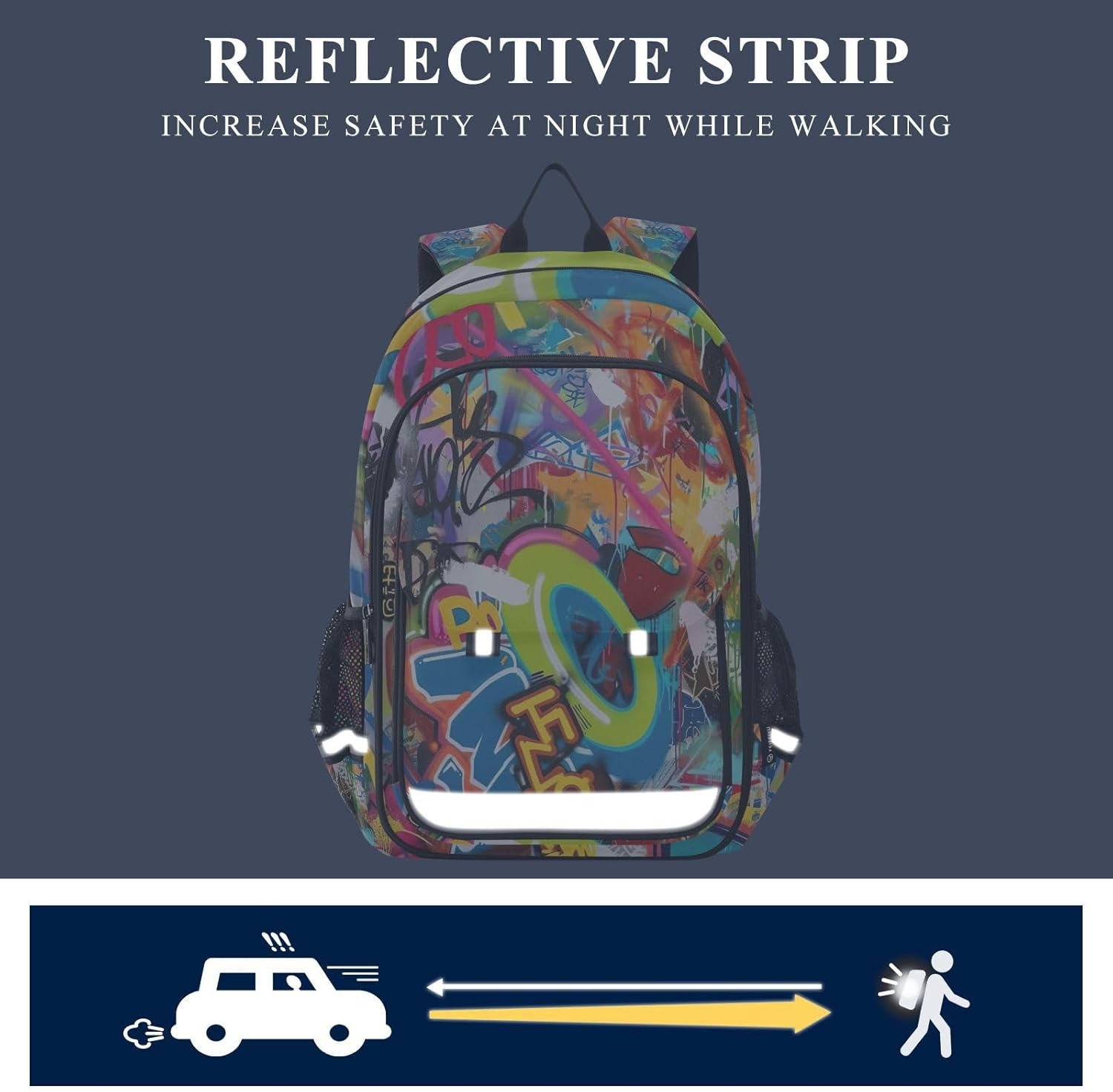 RPLIFE Colorful Graffiti Back Packs for Kids, Cool Backpacks for School for Boys, Girls Big Backpack, Colorful Graffiti, One Size, Traditional Backpacks image number 1