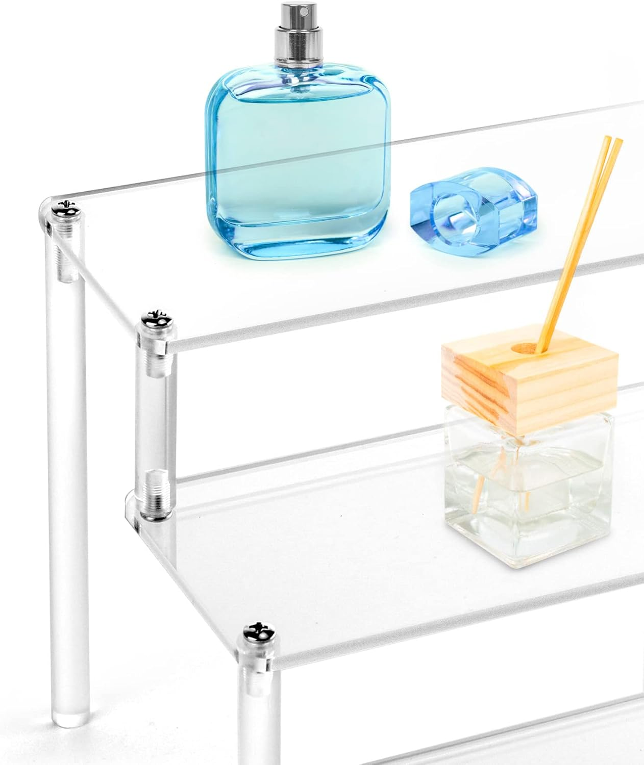 QWORK&reg; 5-Tier Acrylic Display Stand, Transparent Acrylic Display Riser Shelf for Figures, Jewellery, Cupcake, Lipstick, Nail Polish, Spice, 30 X 32 X 25 Cm image number 2