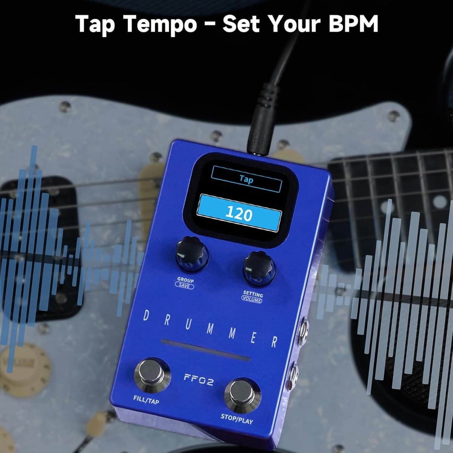 Pyhodi 121 Drum Grooves Rhythmic Guitar Effects Pedal, 66 Customizable Slots, Stereo I O for Live Studio Performance, 11 Styles Drum Machine with Sampling Rate 44.1Khz 16 Bit (AU Plug) image number 6