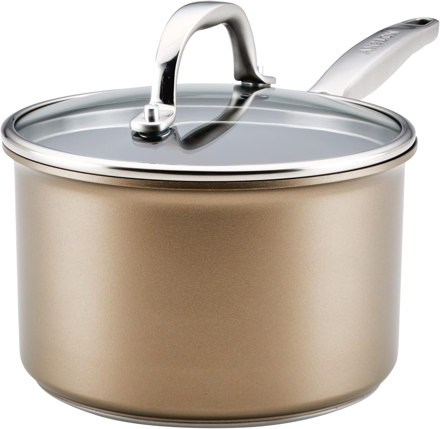 Anolon Ascend Hard Anodized Nonstick Sauce Pan/Saucepan and Lid - Good for All Stovetops (Gas, Glass Top, Electric & Induction), Dishwasher & Oven Safe with Stainless Steel Handle, 3 Quart - Bronze image number 5