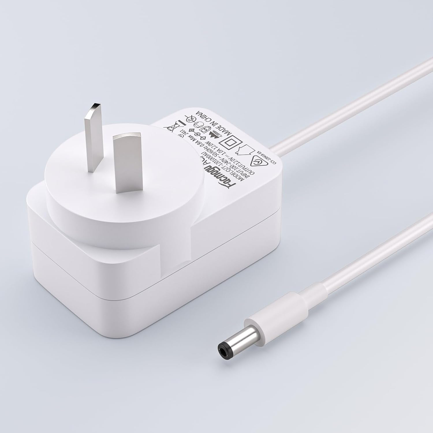 Facmogu 2Pack DC 12V 1A Power Supply 1000Ma 12W AC/DC Adapter, SAA EESS Certified 100~240V AC to DC 12 Volt 1 Amp Converter with 5.5 X 2.5Mm 2.1Mm Plug for LED Strip Light CCTV Security Camera - White image number 1