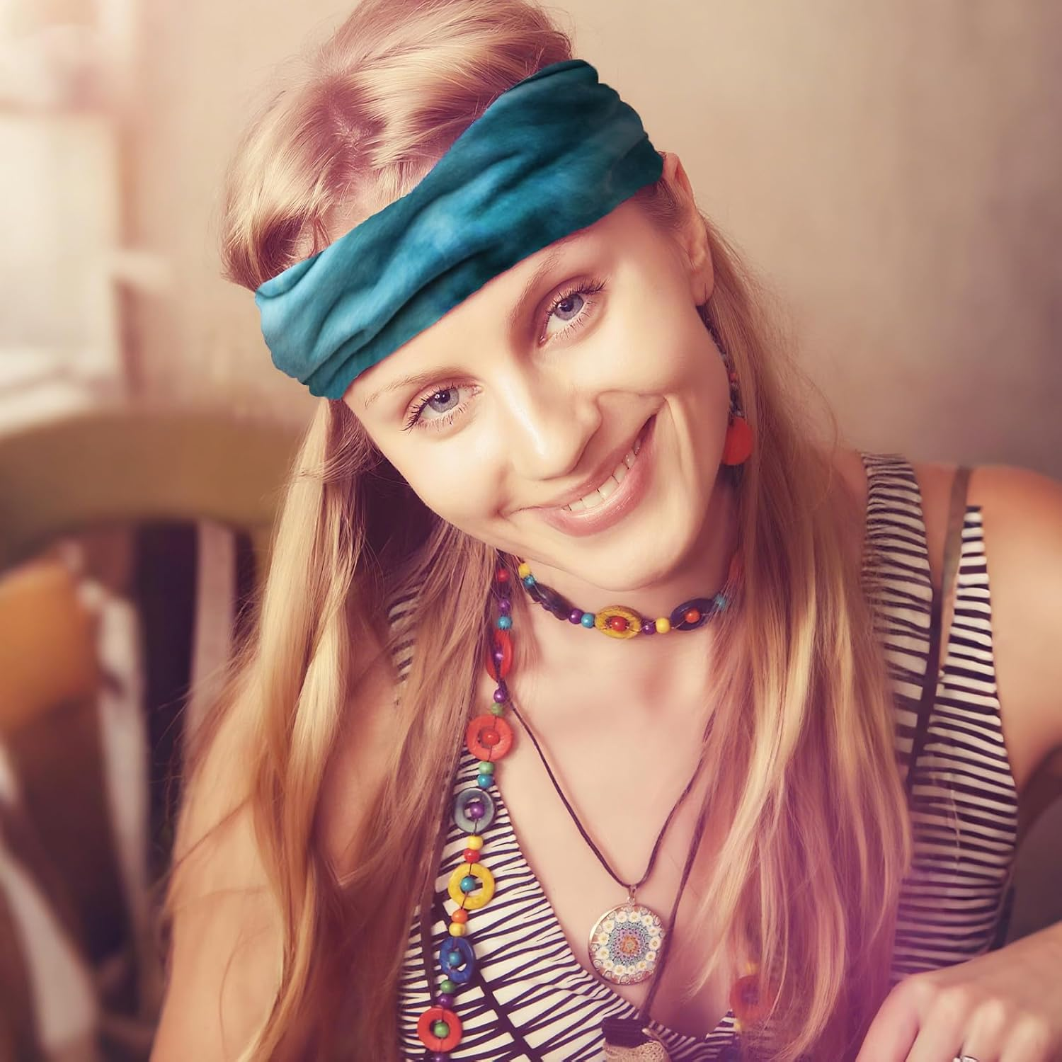 HENGBIRD Pack of 6 Women'S Hair Bands, Headband, Women'S Sports, Headscarf, Bandana, Hair Bandana, Hair Bandans, Not Easy to Deform, Tie Dye Cotton, Non-Slip, Lightweight Hair Bands for Fit Workout image number 3