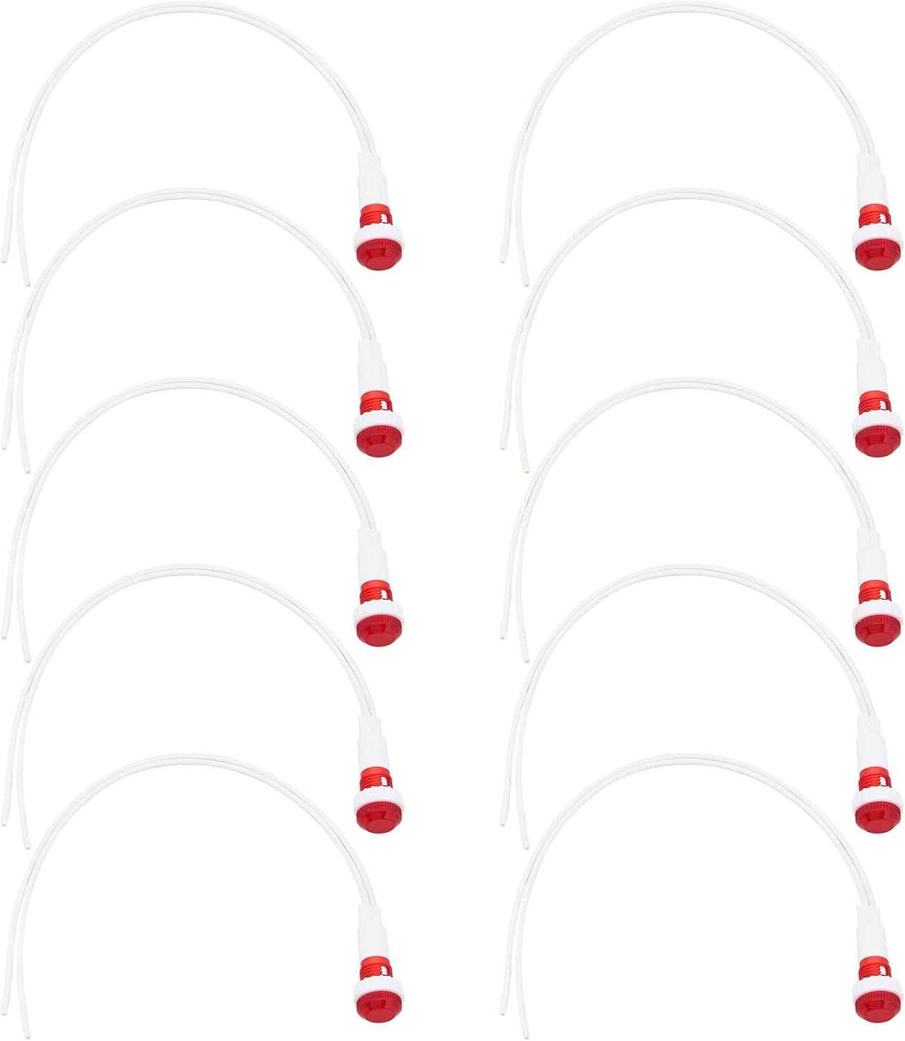 Ecsing 10PCS Red Neon Indicator Lamps 6W 220-240V Mounting Hole 10Mm 36.1X12.7Mm Wire Length 20Cm Neon Warning Lamps for Automotive and Marine Equipment image number 5