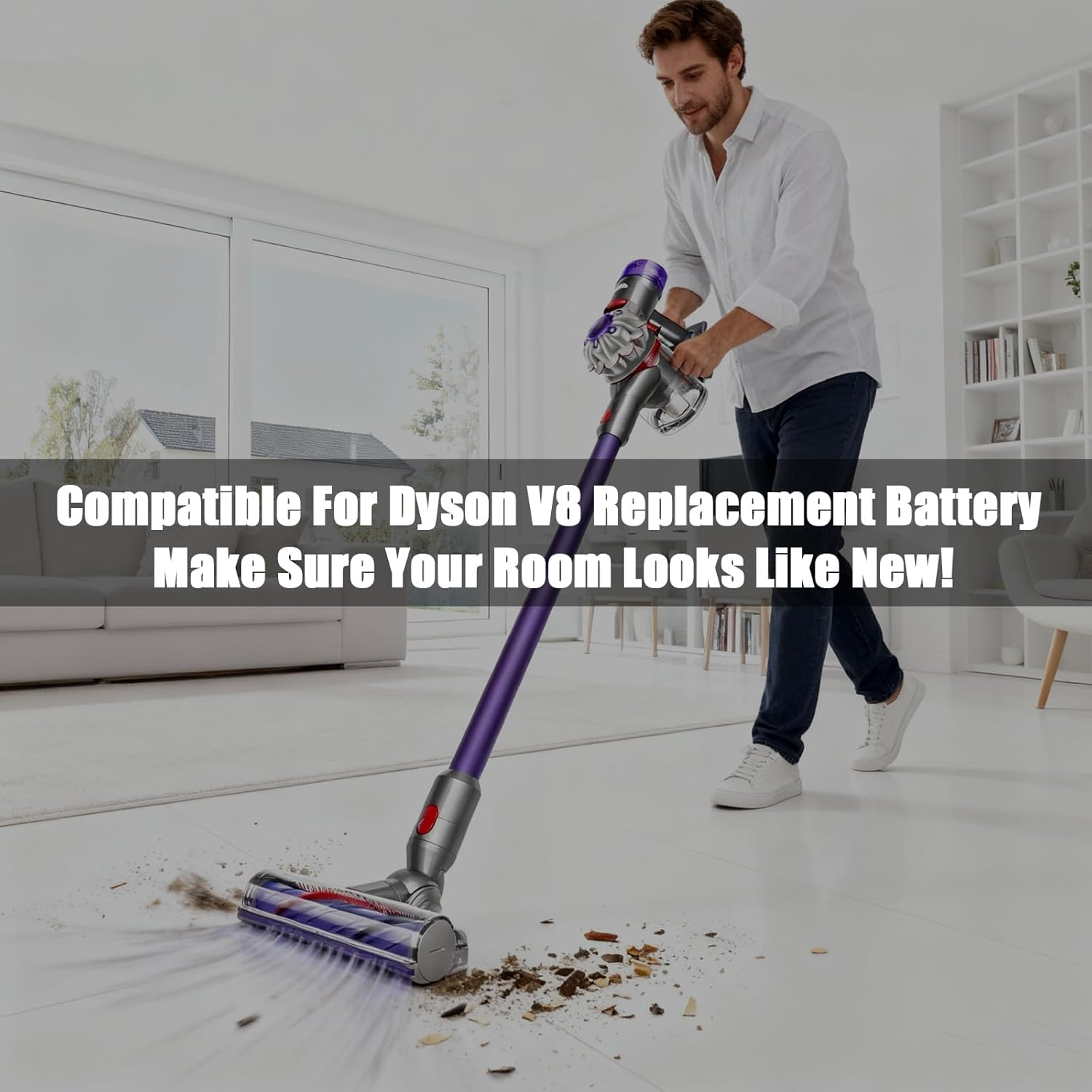 KUNLUN V8 Replacement Battery 21.6 V, Compatible for V8 SV10 Animal Absolute Motorhead Fluffy Cord-Free Handheld Cordless Vacuum Cleaner with 2 Filters + Brush + Screws, 4500 Mah