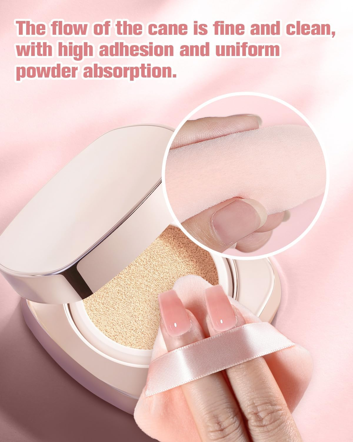 EIGSHOW Triangle Makeup Powder Puff, Face Sponge, Soft Plush Powder Sponge, Suitable for Baking Powder Makeup or Blush, Pink and Beige, Pack of 4 (M113) image number 6