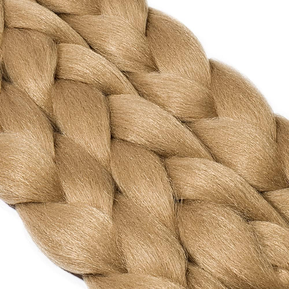60 Cm Braids Synthetic Hair Jumbo Braiding Hair Extension Hair Synthetic Braiding Crochet Hair Pieces 3 Pieces 100 G/Bundle (A-Dark Blonde) image number 6