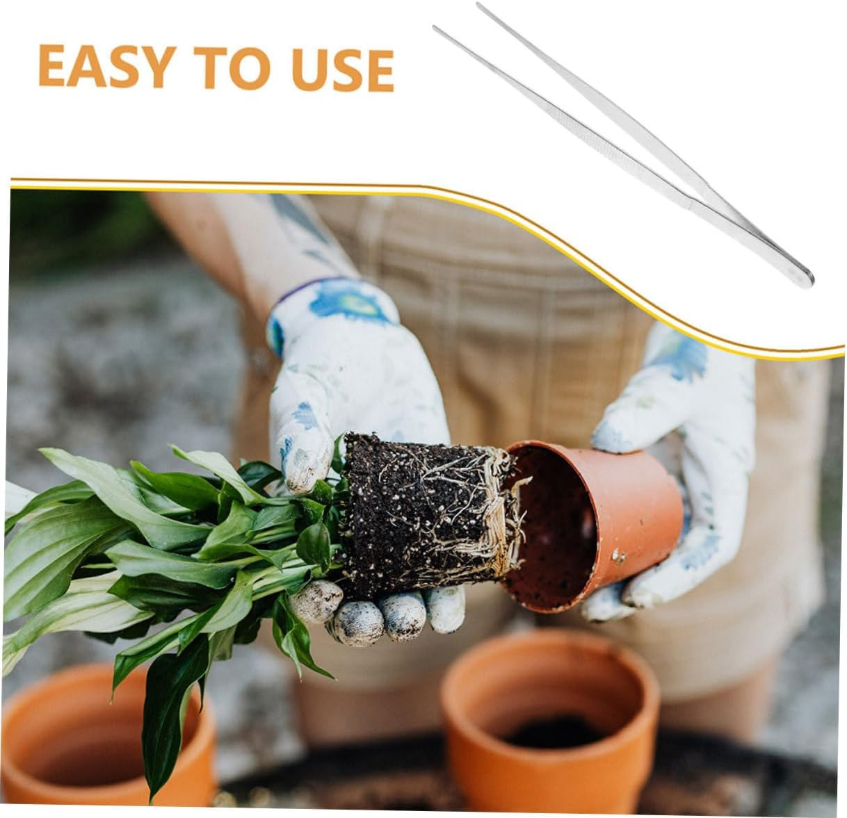 OFFSCH 10Pcs Garden Tweezers for Gardening and Bonsai, 18Cm Thickened Long Straight Tip Planting Tool with Teeth, Multi-Use Portable Craft Tweezer for Gardeners and Plant Care image number 2