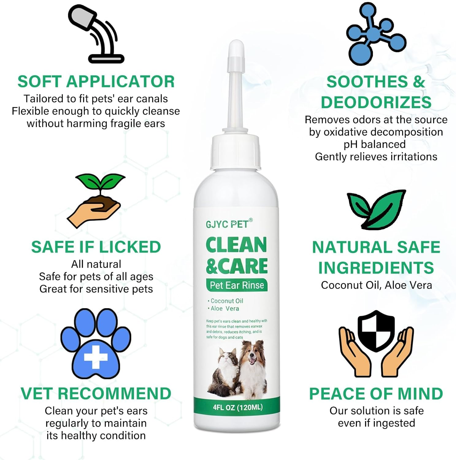 Ear Cleaner for Dogs and Cats,Dog Ear Infection Treatment for Itch Relief, Cleans the Ear Canal from Debris and Buildup Removes Wax, Odor with Aloe 4 Fl Oz image number 5