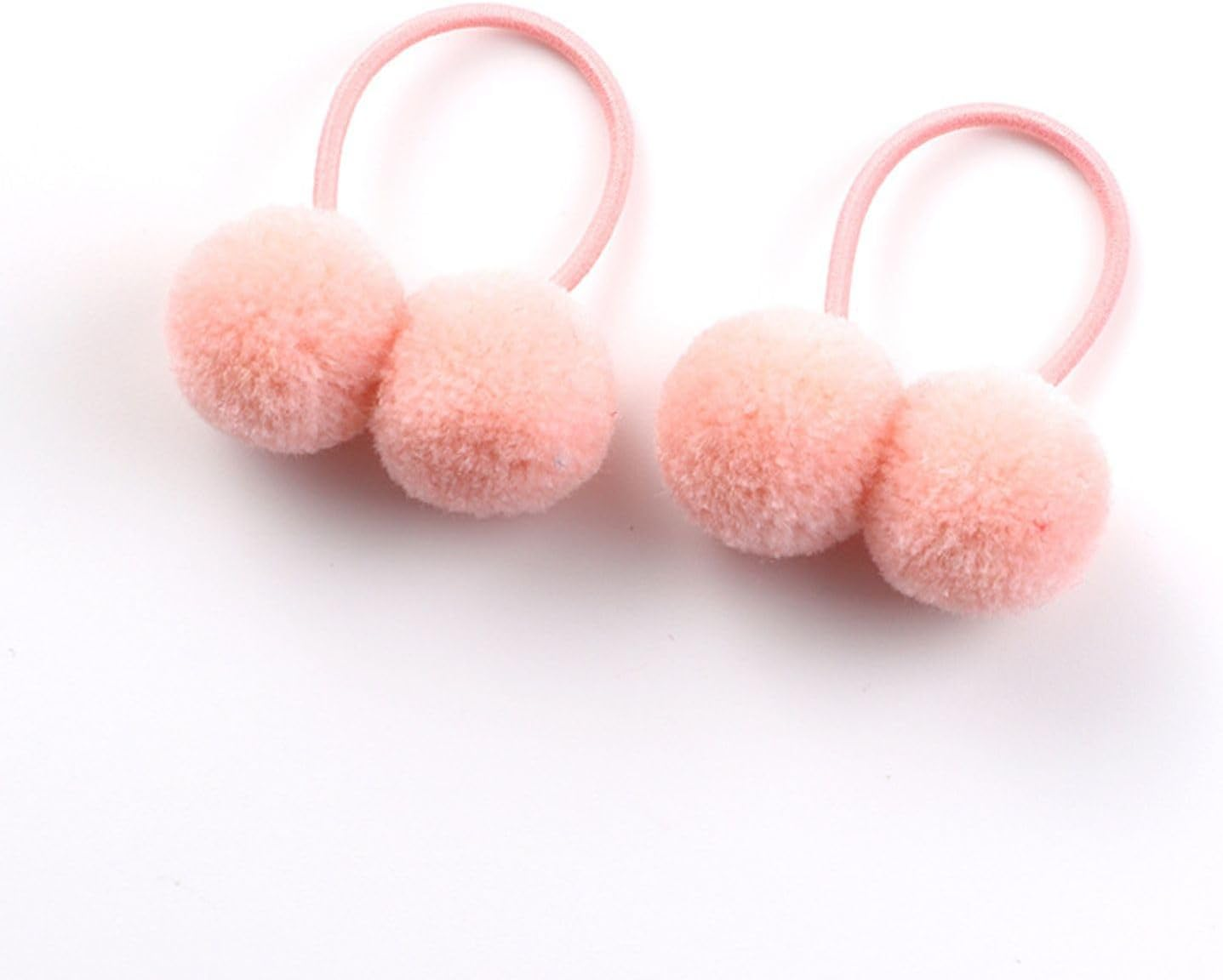 JOVALA 10PCS Small Fluffy Plush Ball Hair Ties Multicolor Pom Hair Ties Elastic Ponytail Holders Fur Ball Rubber Bands Hair Accessories for Baby Girls Infants Toddlers Kids Children