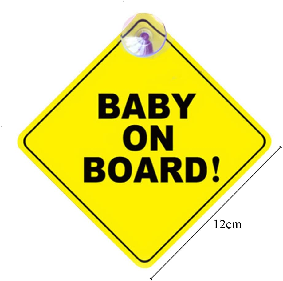 Haobase 2Pcs Baby on Board Warning Signs with Suction Cups 12Cm X 12Cm image number 2