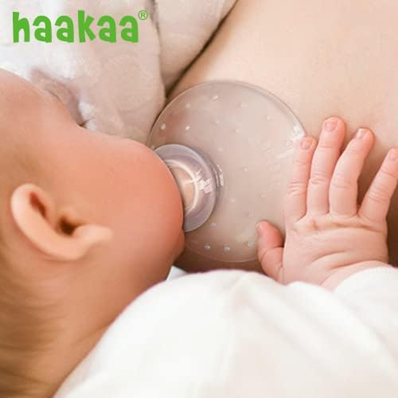 Haakaa Breastfeeding Nipple Shield - Protect Sore, Inverted Nipples for Breastfeeding Mom, Non Slip Nipple Teat, Variable Flow Non-Toxic - round Shape image number 3