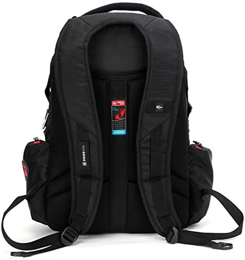 SWISSWIN Swiss Waterproof Business Backpack Travel Backpack College School Backpack Casual Daypack Daily Shoulder Bag SW8118 Black 17 Inch Laptop Notebook Backpack for Men Womens Boys Girls image number 4