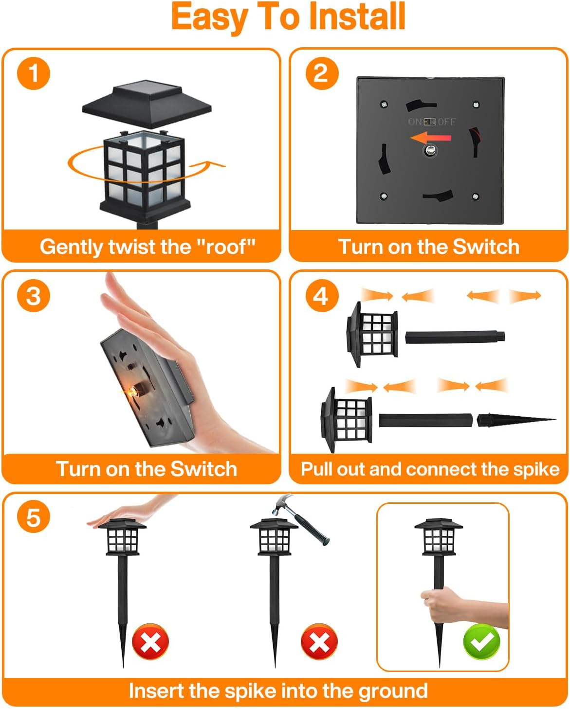 HGNN Solar Lights Outdoor Waterproof, 2 Pack Solar Powered House-Shape Lights, LED Decorative Night Lights for Yard Garden Pathway Lawn Landscape Patio image number 1