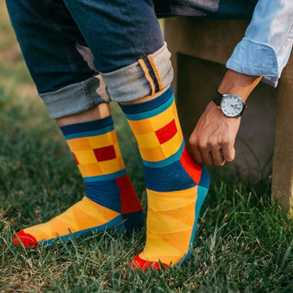 EASE LEAP Mens Dress Socks Funny Colorful Patterned Hosiery Funky Novelty Crew Cotton Socks for Women with Gift Box Size 11-14 image number 2
