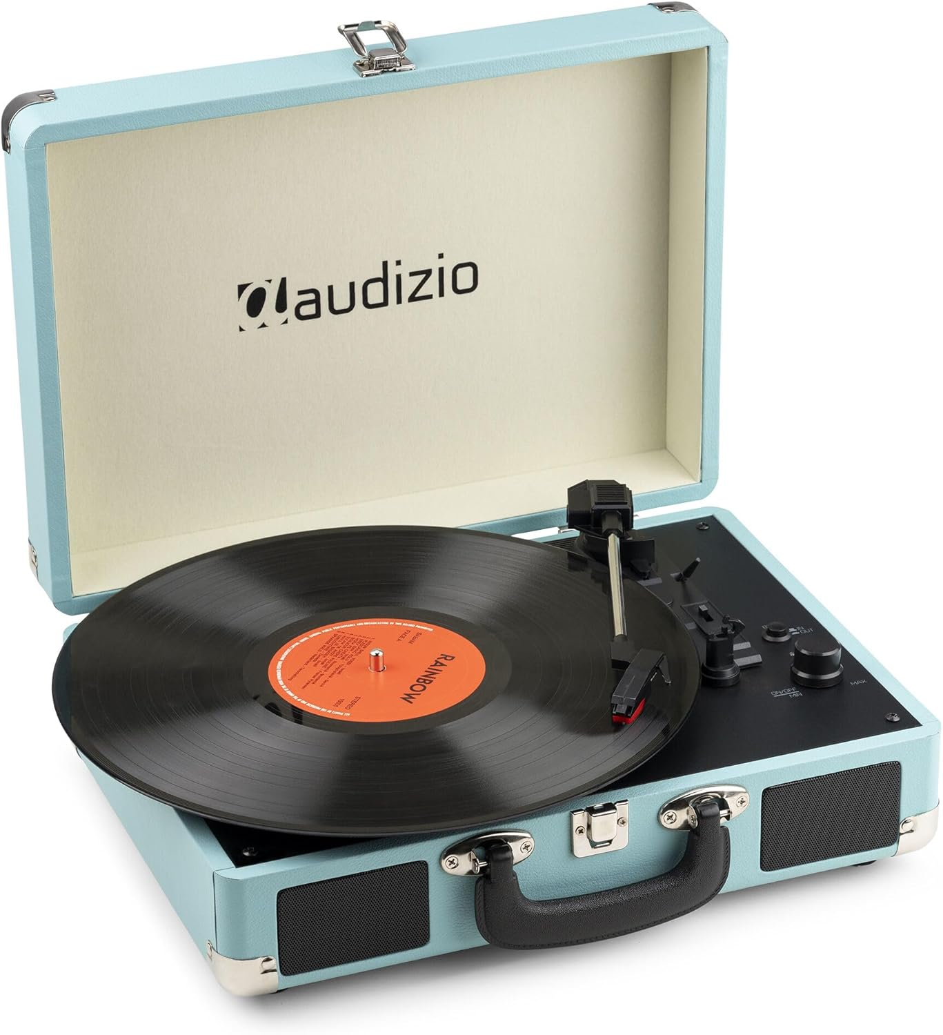 Audizio RP116 Turntable Briefcase Record Player | USB & Bluetooth Retro Record Players for Vinyl with Speakers | 3 Speeds | Convert Retro Vinyl to Mp3 via USB | RCA Output/Aux 3.5Mm (Cr&egrave;me)