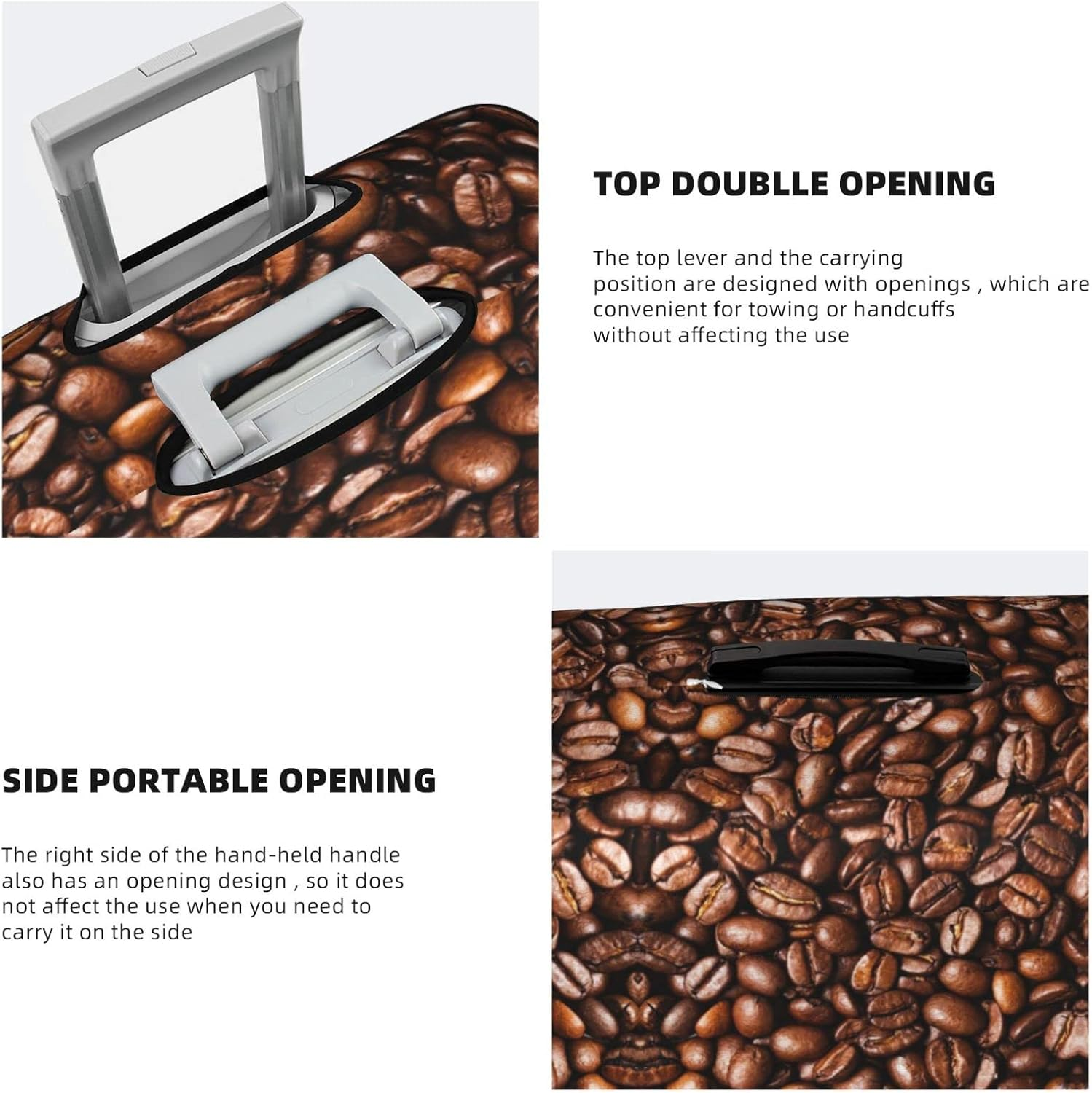 Obabo Butterfly Purple Travel Luggage Cover,Washable Suitcase Cover Protector Anti-Scratch Suitcase Cover Fits 18-32 In, Funny Roasted Coffee Beans, S image number 4