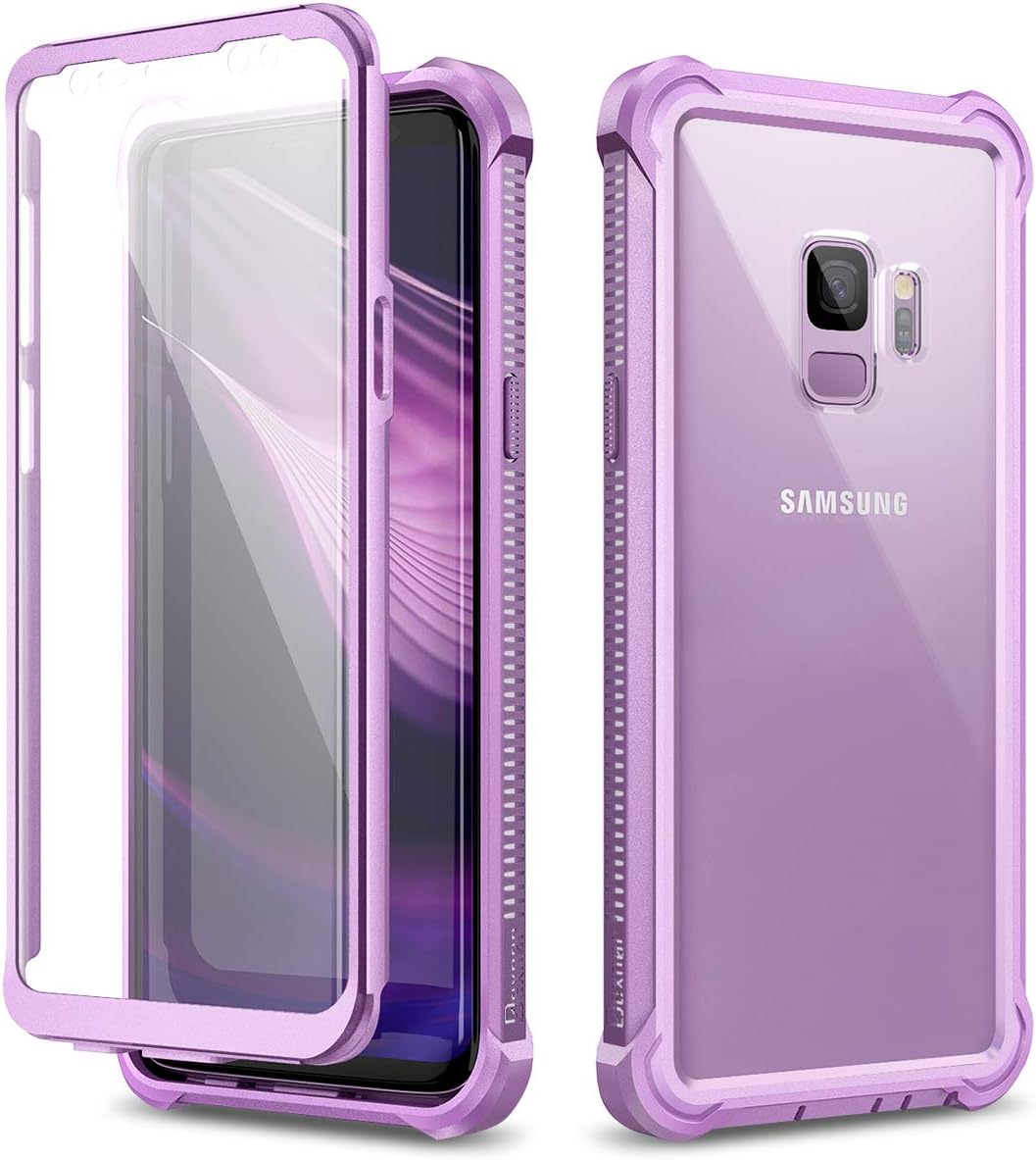 Dexnor Case for Samsung Galaxy S9 360 Full Body 3 Layers Protection Cover Shockproof Bumper Crystal Clear Slim Anti-Scratch Back Panel with Built-In Screen Protector - Black