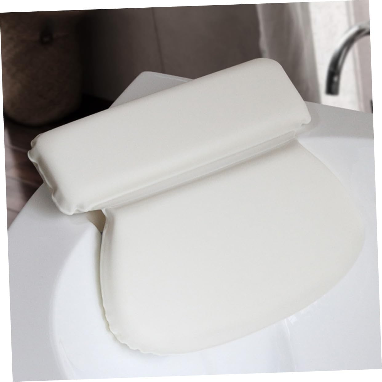 Gatuida Bath Pillow Sponge Bath Cushion for Tub Spa Slip Resistant Powerful Suction Cups Comfortable Back Support for Bathing White image number 4