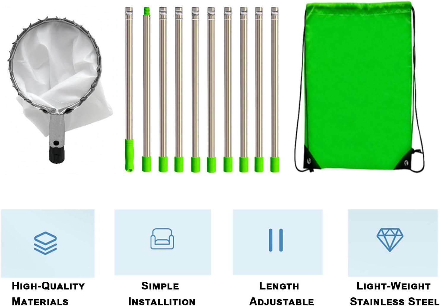 WADY Fruit Picker Tool, 4M Telescopic Fruit Picker Pole,10 Extension Poles Extendable Fruit Picker Basket,Lightweight Fruit Picking Grabber,Fruit Picker Head Basket,Apple Picker Pole for Garden (13Ft) image number 2