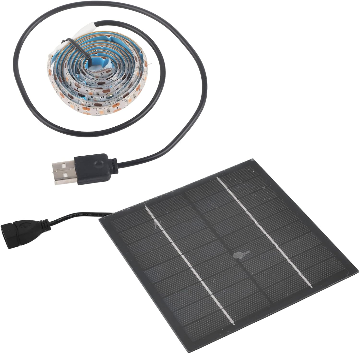 5W Solar Energy Grow Light Strip, Plant Grow Spectrum LED Light Strip, Solar LED Grow Light Strips with Panel for Gardening Home Balcony Sowing (5W 2M)